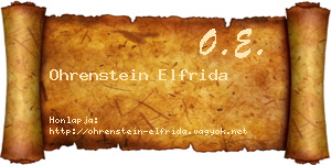Ohrenstein Elfrida névjegykártya